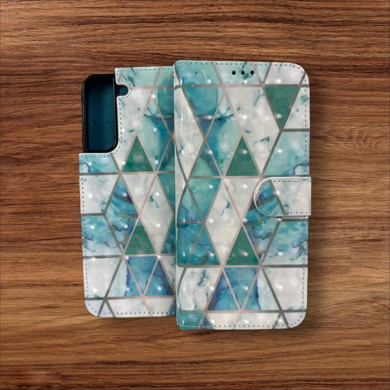 Samsung Galaxy S22 Hoesjes – Portemonnee Book Case – Pasjeshouder – Marmer Print-Ilumina Benelux