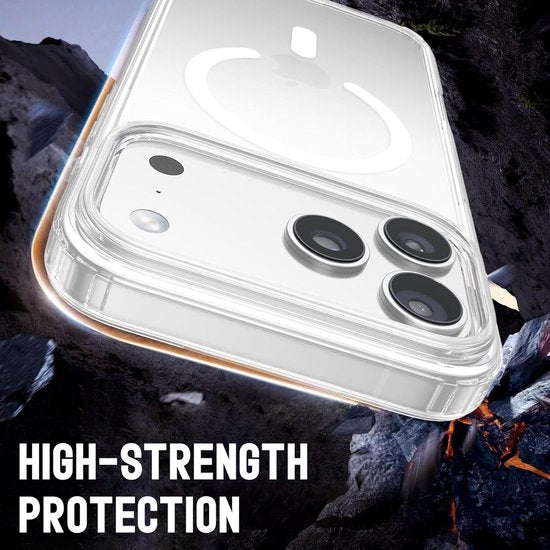 iPhone 17 Pro Max Hoesjes – Schokbestendige Transparante Backcover – MagSafe Compatibel – 2x Gehard Glas Screenprotector – Transparant