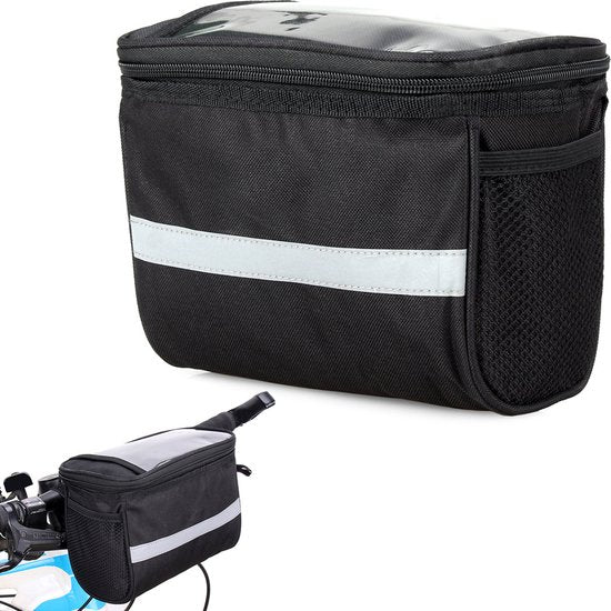 Fietsstuurtas – Waterdicht vak met rits – Reflecterend materiaal – Voor telefoon portemonnee waterfles – Zwart-Ilumina Benelux