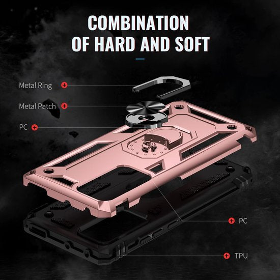 Xiaomi 12 / 12X Hoesjes – Ring Armor Backcover – 360° Draaibare Standaard – Magneet – Roségoud-Ilumina Benelux