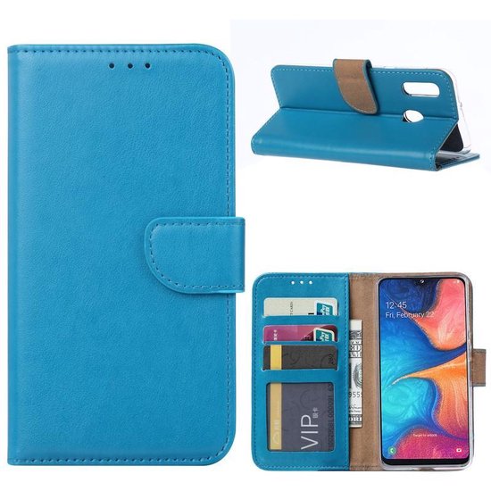 Samsung Galaxy A20E Hoesjes – Portemonnee Hoes – Magneetsluiting – 2x Gehard Glas Screenprotector – Turquoise-Ilumina Benelux
