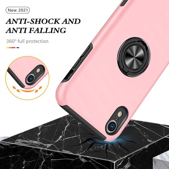 iPhone Xs Max Hoesjes – Backcover met Vingerring – Magneet – Anti-drop – Roze-Ilumina Benelux