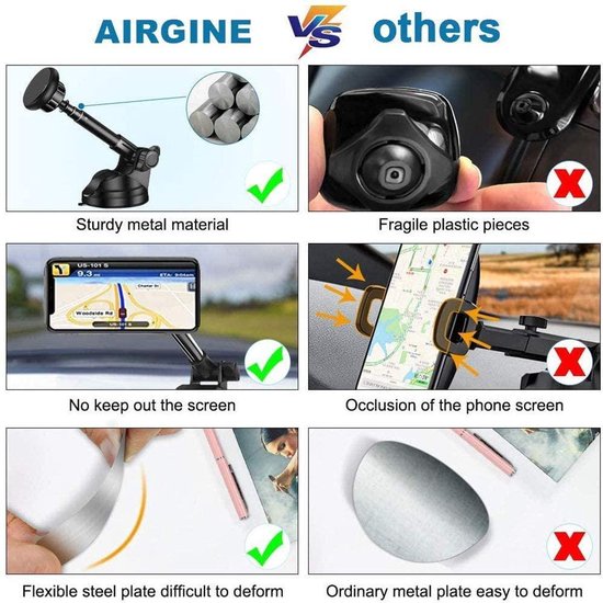 Telefoonhouder auto – Magnetische gsm-houder – 6 sterke magneten – Voor dashboard & voorruit – Zwart-Ilumina Benelux