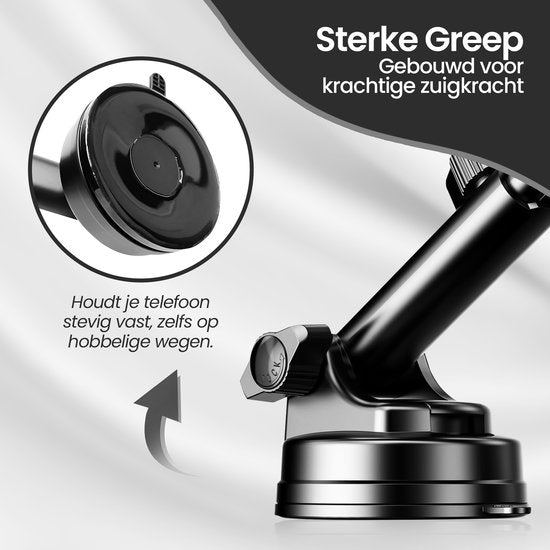 Telefoonhouder auto – Magnetisch – Sterke zuignap – Uittrekbare arm – 360° draaibaar – Zwart-Ilumina Benelux