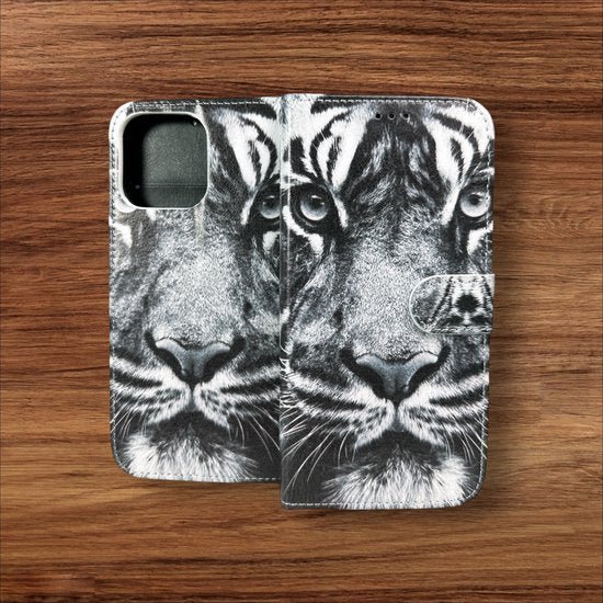 iPhone 13 Pro Max Hoesjes – Portemonnee Book Case – Pasjeshouder – Magneetsluiting – Tiger Print-Ilumina Benelux