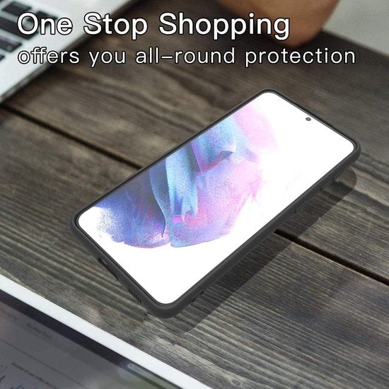 Soft Back Cover Hoesje Geschikt voor: Samsung Galaxy A71 TPU Silicone rubberen + 3xs Tempered screenprotector - zwart