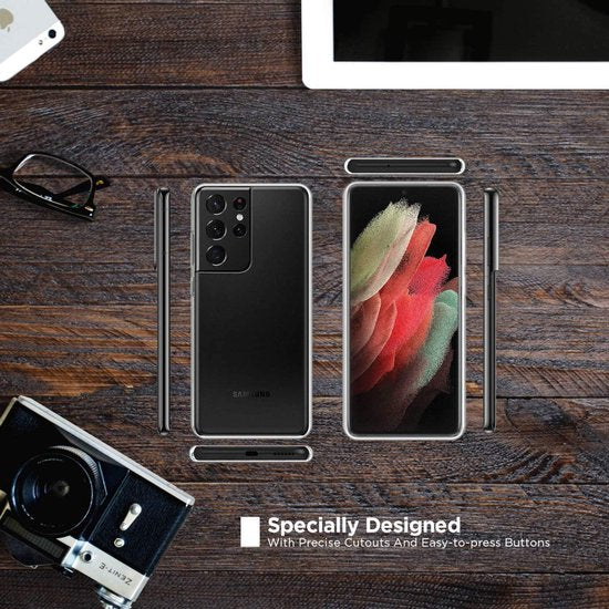 Samsung Galaxy S21 Hoesjes – Transparante TPU Siliconen Backcover – Soft Case – Inclusief 2x Screenprotector-Ilumina Benelux