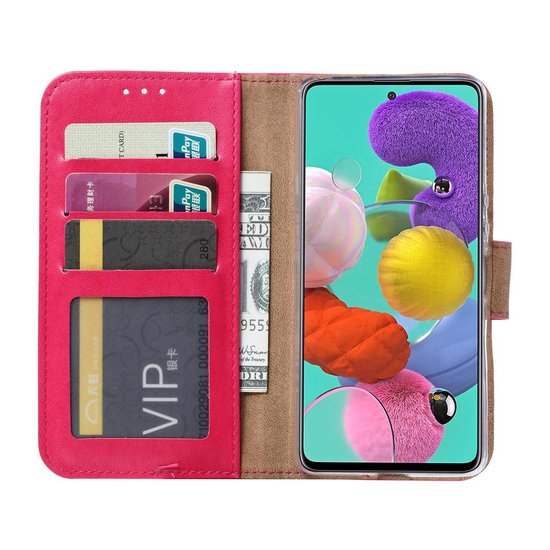 Samsung Galaxy A71 Hoesjes – Bookcase Portemonnee Hoes – Pasjeshouder – Magneetsluiting – Roze-Ilumina Benelux