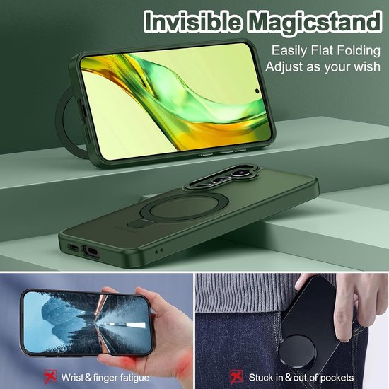 Samsung Galaxy S24 FE / S25 FE Hoesjes – MagSafe Backcover met Standaard – Schokbestendig – Groen-Ilumina Benelux