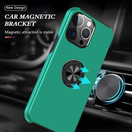 iPhone 16 Pro Hoesjes – Backcover met Vingerring – Magneet – Groen-Ilumina Benelux