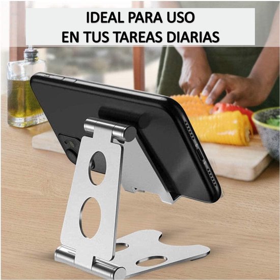 Tablethouder bureau – Vouwbare standaard voor tablet & telefoon – Universeel – Antislip – Zilver-Ilumina Benelux