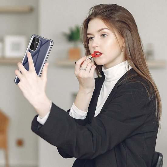 Shockproof Silicone Geschikt voor: Samsung Galaxy A52 (4G & 5G) / A52s - Anti-shock TPU Siliconen & 2X Tempered Glas Combi - Transparant