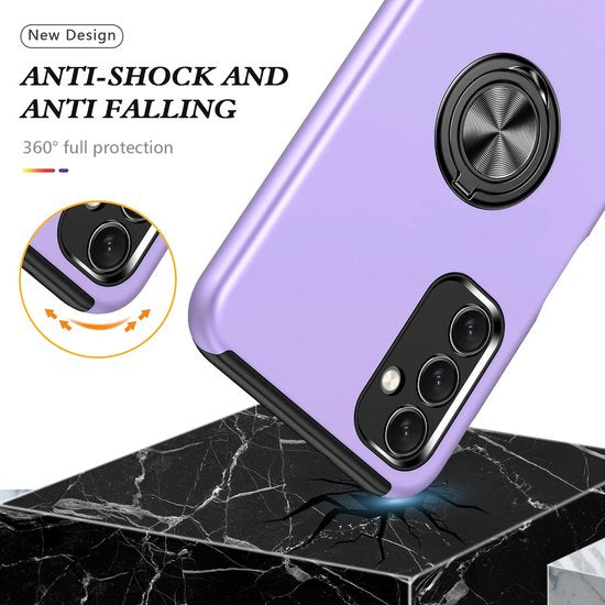 Samsung Galaxy A13 5G / A04s Hoesjes – Harde Backcover met Vingerring – Anti-drop – Paars-Ilumina Benelux