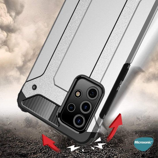 Schokbestendig Heavy Duty Armor Hoesje Geschikt voor: Samsung Galaxy A73 5G Back Cover - Goud