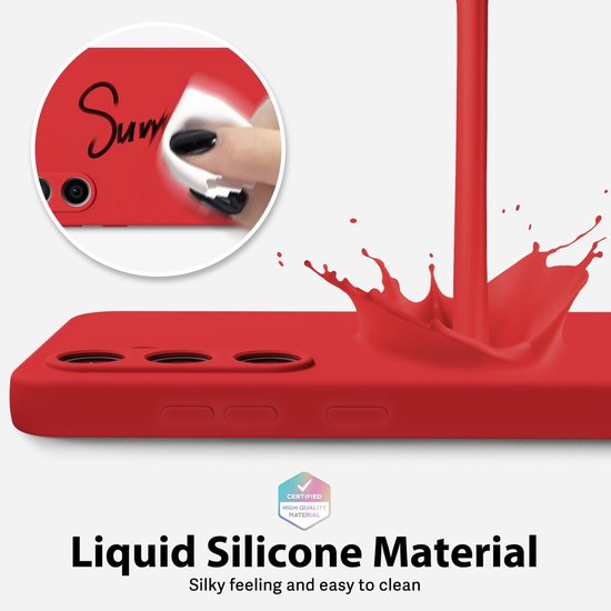 Samsung Galaxy A34 Hoesjes – Liquid Siliconen Backcover – Schokbestendig – Inclusief 2x Screenprotector – Rood