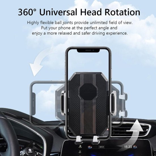 Telefoonhouder auto – Zuignap houder voor voorruit & dashboard – Stevige grip – 360° draaibaar – Zwart-Ilumina Benelux