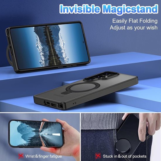 Samsung Galaxy S24 Ultra Hoesjes – MagSafe Backcover met Standaard – Schokbestendig – Zwart-Ilumina Benelux