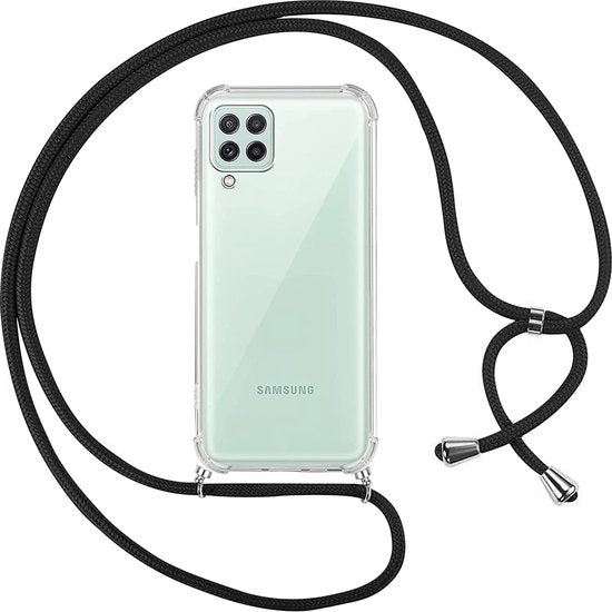 Samsung Galaxy A22 4G Hoesjes – Transparante Backcover met Koord – Anti Kras – Schokbestendig – Helder Transparant
