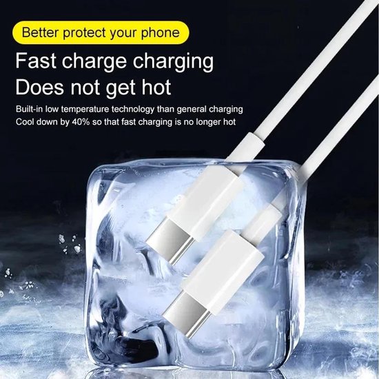 USB-C Oplaadkabel – Geschikt voor iPhone 15/16 & Samsung – 100W Snelladen – 1 Meter – Wit-USB-Kabels-Ilumina Benelux
