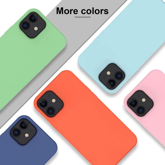iPhone 12 Hoesjes – Soft Touch Liquid Silicone Backcover – Flexibele TPU – Groen + Screenprotector-Ilumina Benelux