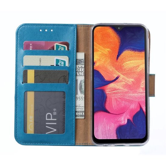Samsung Galaxy A10 Hoesjes – Portemonnee Hoes – Pasjeshouder – 2x Gehard Glas Screenprotector – Turquoise-Ilumina Benelux