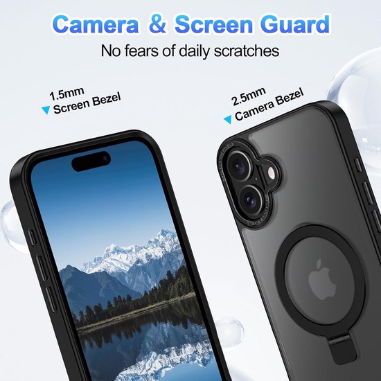iPhone 16 Plus Hoesjes – MagSafe Backcover met Standaard – Schokbestendig – Zwart-Ilumina Benelux
