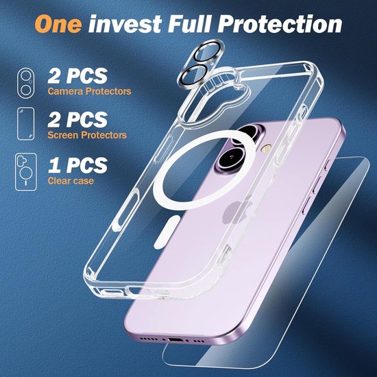 iPhone 17 Hoesjes – Transparante Backcover – Schokbestendig – MagSafe – Incl. 2x Screenprotector & Camera Lens Protector-Ilumina Benelux
