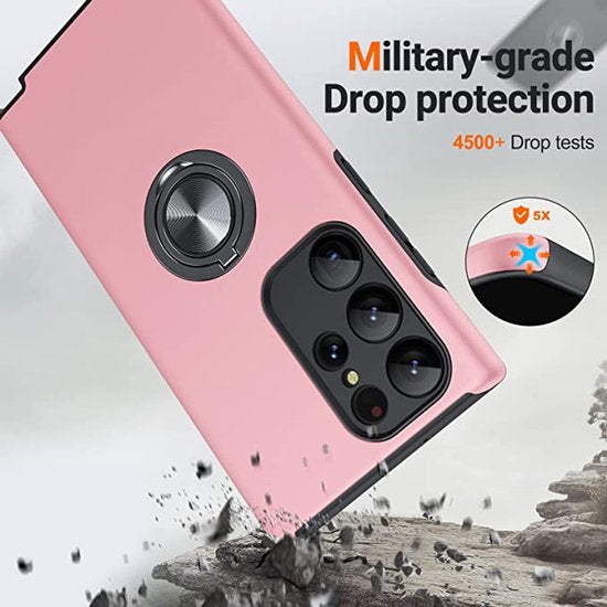 Samsung Galaxy S25 Ultra Hoesjes – Shockproof Backcover – Inclusief Gehard Glas Screenprotector – Roze-Ilumina Benelux