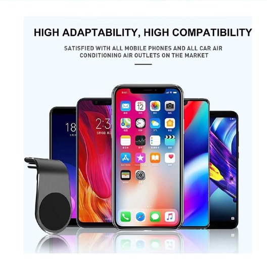 Telefoonhouder auto – Magnetisch Ventilatierooster – Klembevestiging – Inclusief Magneetsticker – Zwart-Telefoonhouders-Ilumina Benelux