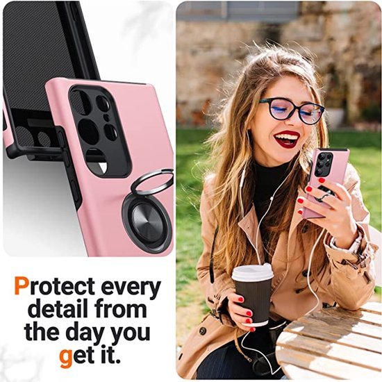 Samsung Galaxy S24 Ultra Hoesjes – Schokbestendige Backcover – Incl. Gehard Glas Screenprotector – Roze-Ilumina Benelux