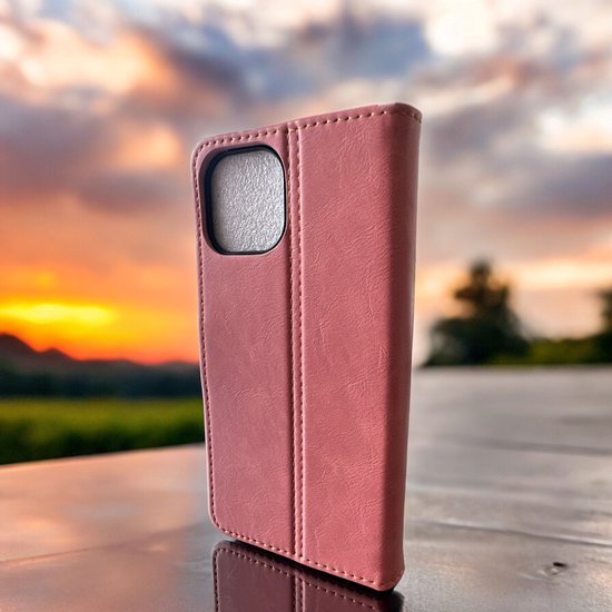iPhone 16 Pro Hoesjes – Bookcase Portemonneehoes – Magneetsluiting – Pasjeshouder – Roze-Ilumina Benelux