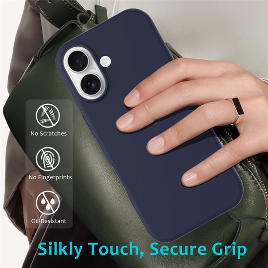 iPhone 17 Hoesjes – Liquid Siliconen Backcover – Soft Touch – Schokbestendig – Middernachtblauw-Ilumina Benelux