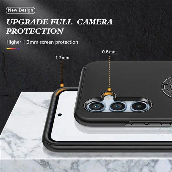 Samsung Galaxy A16 Hoesjes – Backcover met Vingerring – Extra Grip – Zwart-Ilumina Benelux