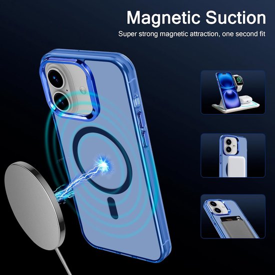 iPhone 16 Hoesjes – Magnetische Backcover – MagSafe Compatibel – Slank & Schokbestendig – Blauw-Ilumina Benelux