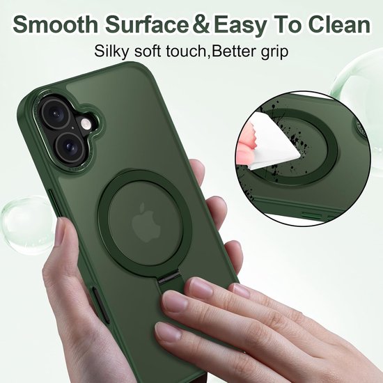 iPhone 16 Hoesjes – MagSafe Backcover met Standaard – Schokbestendig – Groen-Ilumina Benelux