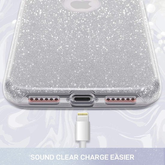 Samsung Galaxy M21 Hoesjes – Siliconen TPU Backcover – Glitter BlingBling Cover – Zilver-Ilumina Benelux