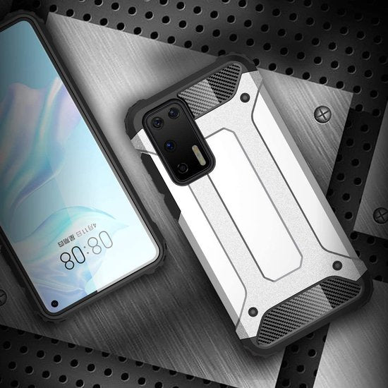 Huawei P40 Lite Hoesjes – Armor Hybrid Backcover – Schokbestendig – Zwart-Ilumina Benelux