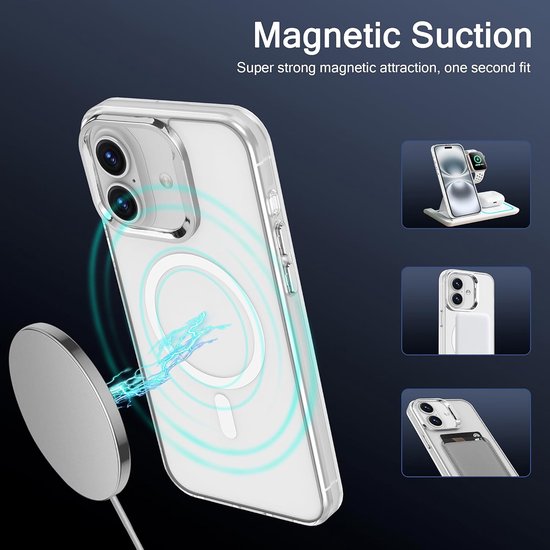 iPhone 16 Plus Hoesjes – Magnetische Backcover – MagSafe Compatibel – Slank & Schokbestendig – Wit-Ilumina Benelux