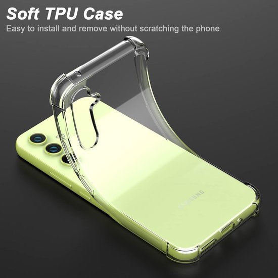 Samsung Galaxy A15 Hoesjes – Siliconen Backcover – Schokbestendig – Transparant – Inclusief Screenprotector-Ilumina Benelux