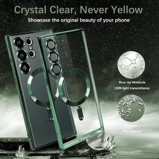 Samsung Galaxy S23 Ultra Hoesjes – Magnetische MagSafe Backcover – TPU – Camerabescherming – Groen-Ilumina Benelux