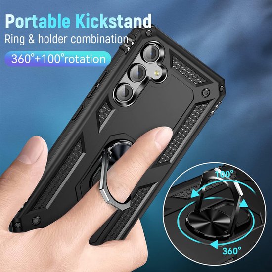 Samsung Galaxy A54 Hoesjes – Anti-Shock Hybride Ring Armor Backcover – Schokbestendig – Zwart-Ilumina Benelux