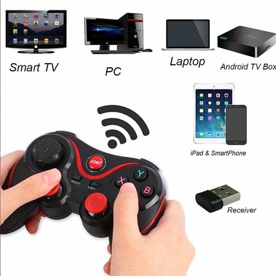 Smartphone Game Controller Draadloze bluetooth Gamepad Joystick Geschikt voor Playstation 3 PS3 Android Tablet PC Laptop TV BOX met telefoonhouder - blauw