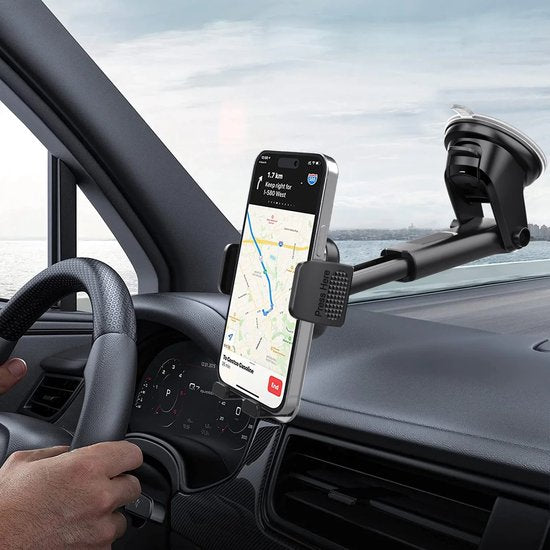 Telefoonhouder auto – Sterke zuignap – 360° draaibaar – Voor dashboard & voorruit – Universeel – Zwart-Ilumina Benelux