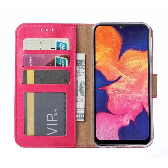 Samsung Galaxy A10 Hoesjes – Portemonnee Hoes – Pasjeshouder – 2x Gehard Glas Screenprotector – Roze-Ilumina Benelux