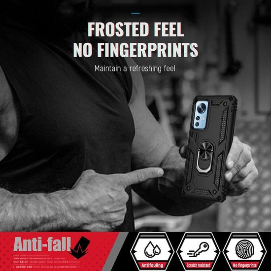 Xiaomi 12 / 12X Hoesjes – Anti-Shock Hybrid Ring Armor Backcover – Schokbestendig – Roségoud-Ilumina Benelux
