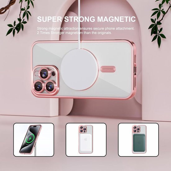 iPhone 16 Pro Hoesjes – MagSafe Compatible Backcover – Ingebouwde Camerabescherming – Roségoud-Ilumina Benelux
