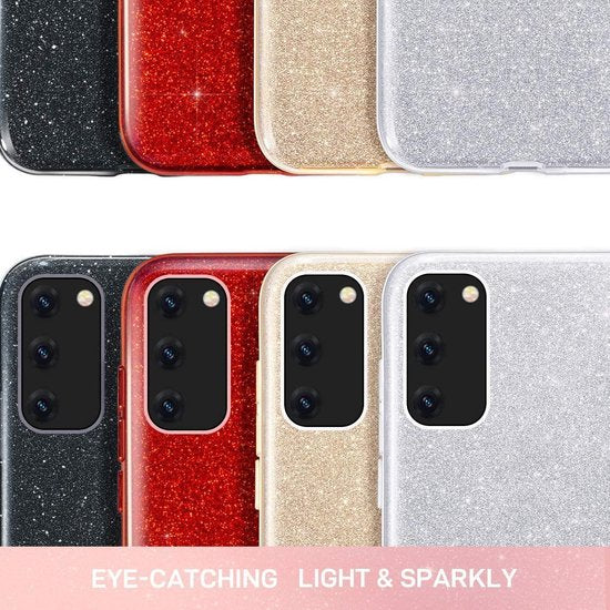 Samsung Galaxy A02s Hoesjes – Siliconen TPU Backcover – Glitter BlingBling Cover – Blauw-Ilumina Benelux