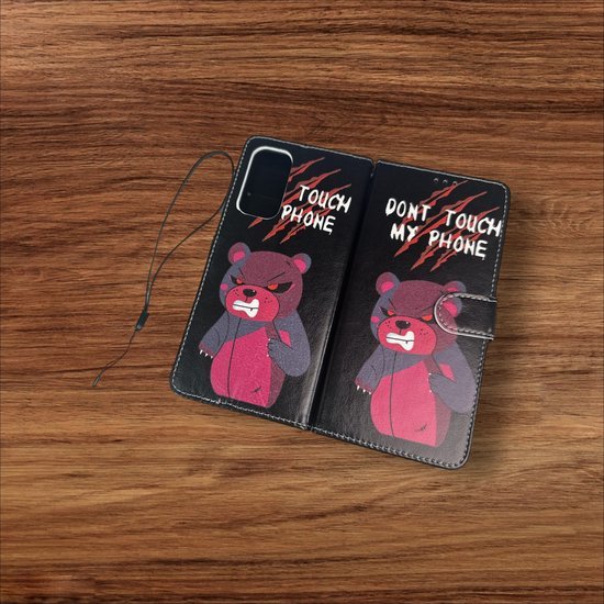 Xiaomi 12 Lite Hoesjes – Portemonnee Book Case – Pasjeshouder – Don't Touch My Phone Print-Ilumina Benelux