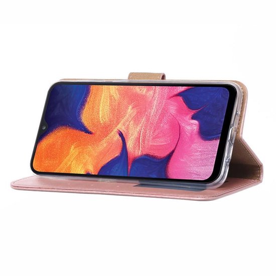 Samsung Galaxy A10 Hoesjes – Portemonnee Hoes – Magneetsluiting – Inclusief 2x Gehard Glas Screenprotector – Roségoud-Ilumina Benelux