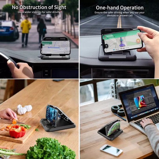 Telefoonhouder auto – Dashboard plakmontage – 360° draaibaar – Universeel voor smartphones – Zwart-Ilumina Benelux